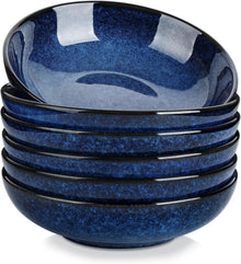 Suppen- und Nudelschalen Set 6er Blau 1140 Ml Steinzeug