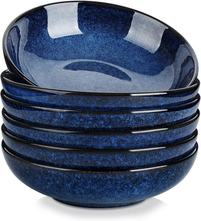 Suppen- und Nudelschalen Set 6er Blau 1140 Ml Steinzeug