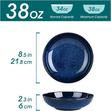 6er Set Blau Steingut Suppen & Nudelschalen 1140 Ml