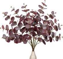 5er Set künstliche Eukalyptus Dekozweige, Rote Blätter, Hochzeit