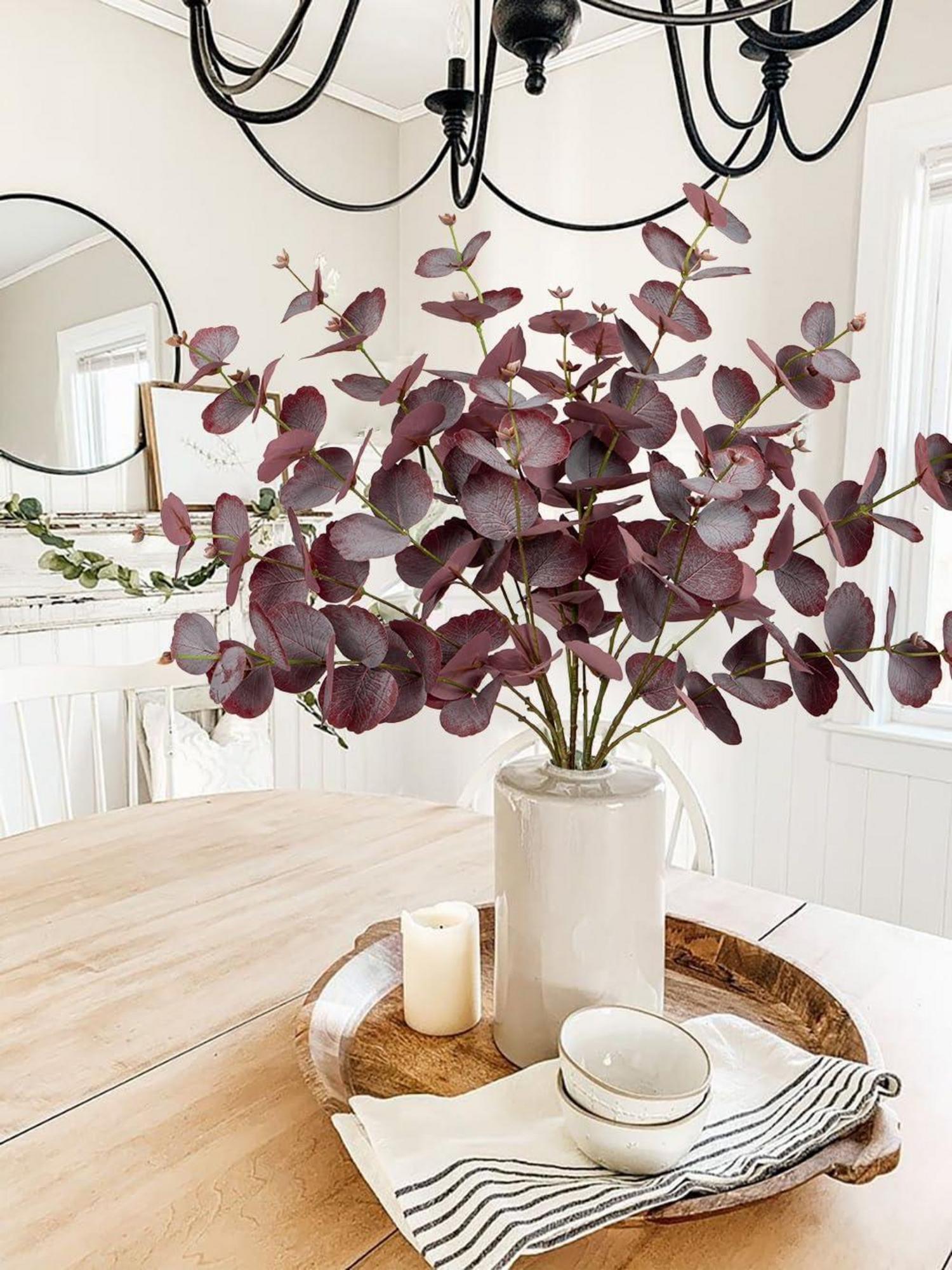 5er Set Künstliche Eukalyptus Zweige Deko - Echtaussehende Kunstblätter für Hochzeit & Zuhause