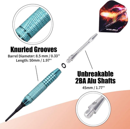 Professionelle Softdarts Set 12 Stück 18g Regenbogen Blau Schwarz