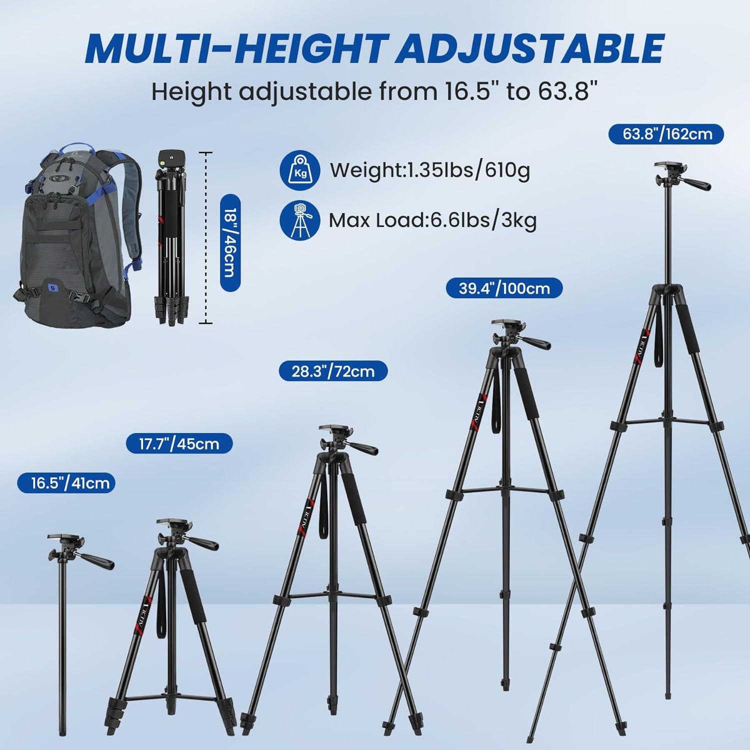 Victiv 162cm Aluminium Stativ mit Fernauslöser für iPhone