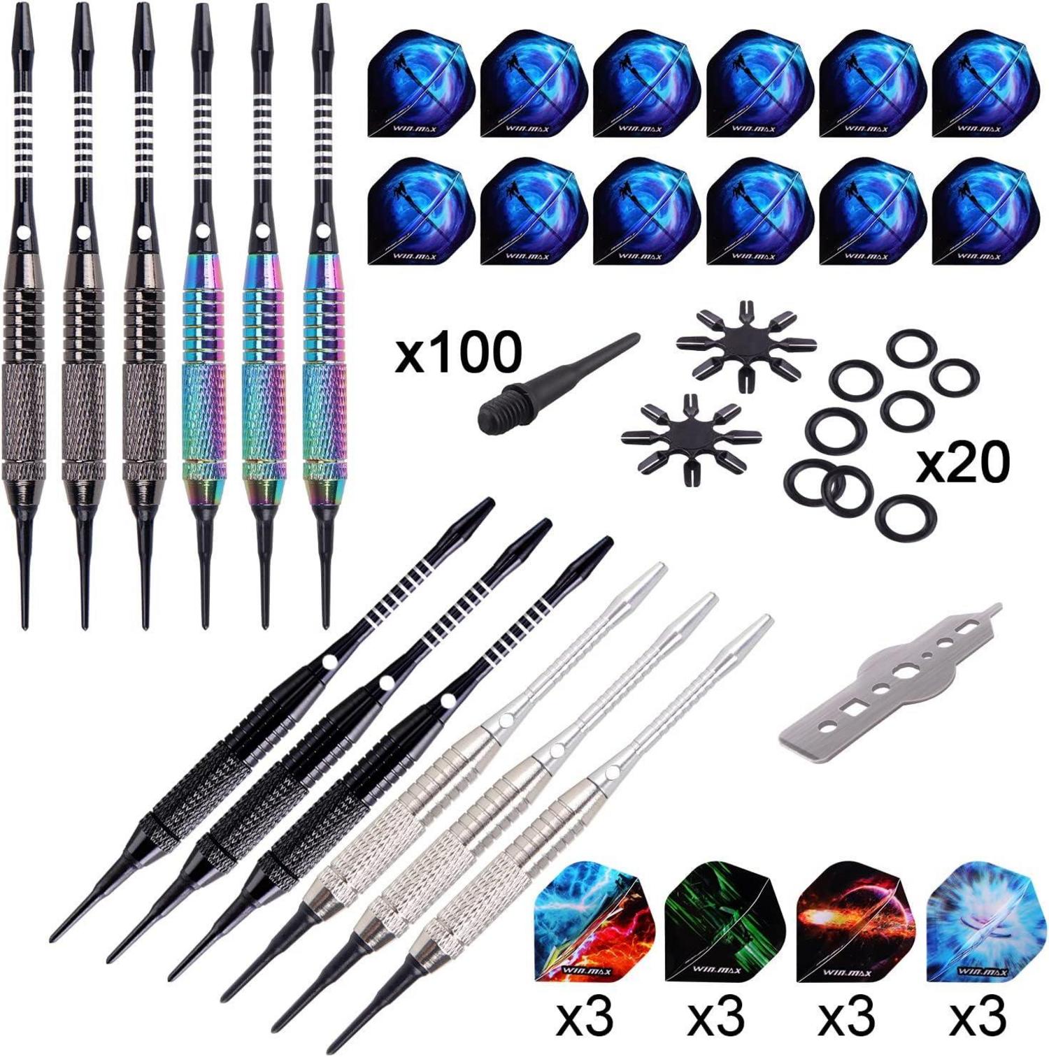 WIN.MAX Dartpfeile Set 12 Stück Soft Darts 18 Gramm Profi