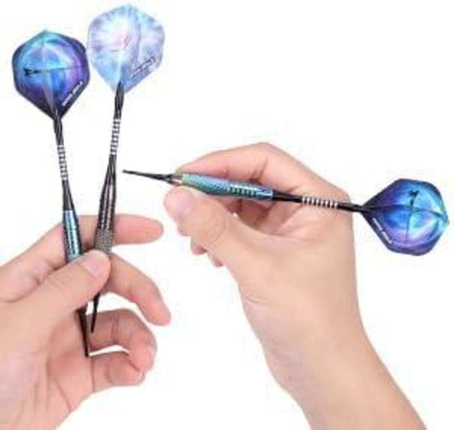 WIN.MAX 12 Stück Softdartpfeile Set 18g Kunststoffspitze Regenbogen/Schwarz