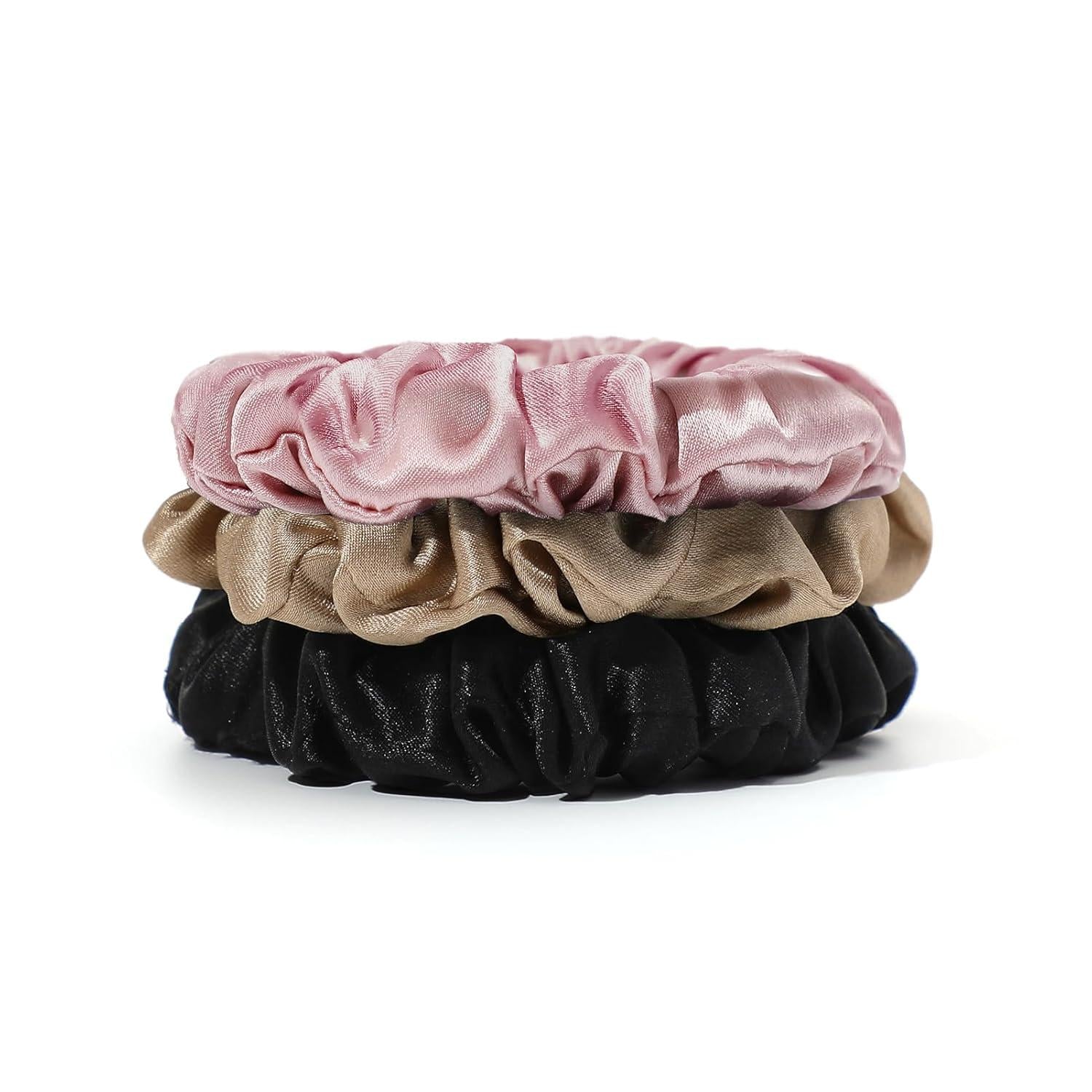 Seidenhaarband 100% Seide Schwarz Kaffee Rosa 3er Pack 3