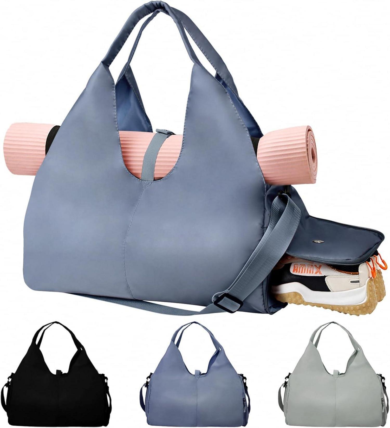 Sporttasche Damen Groß mit Schuhfach für Yogamatten Blau