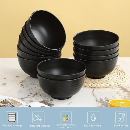 Schwarze Kunststoff Schüssel Set 12tlg. 750ml, Mehrweg