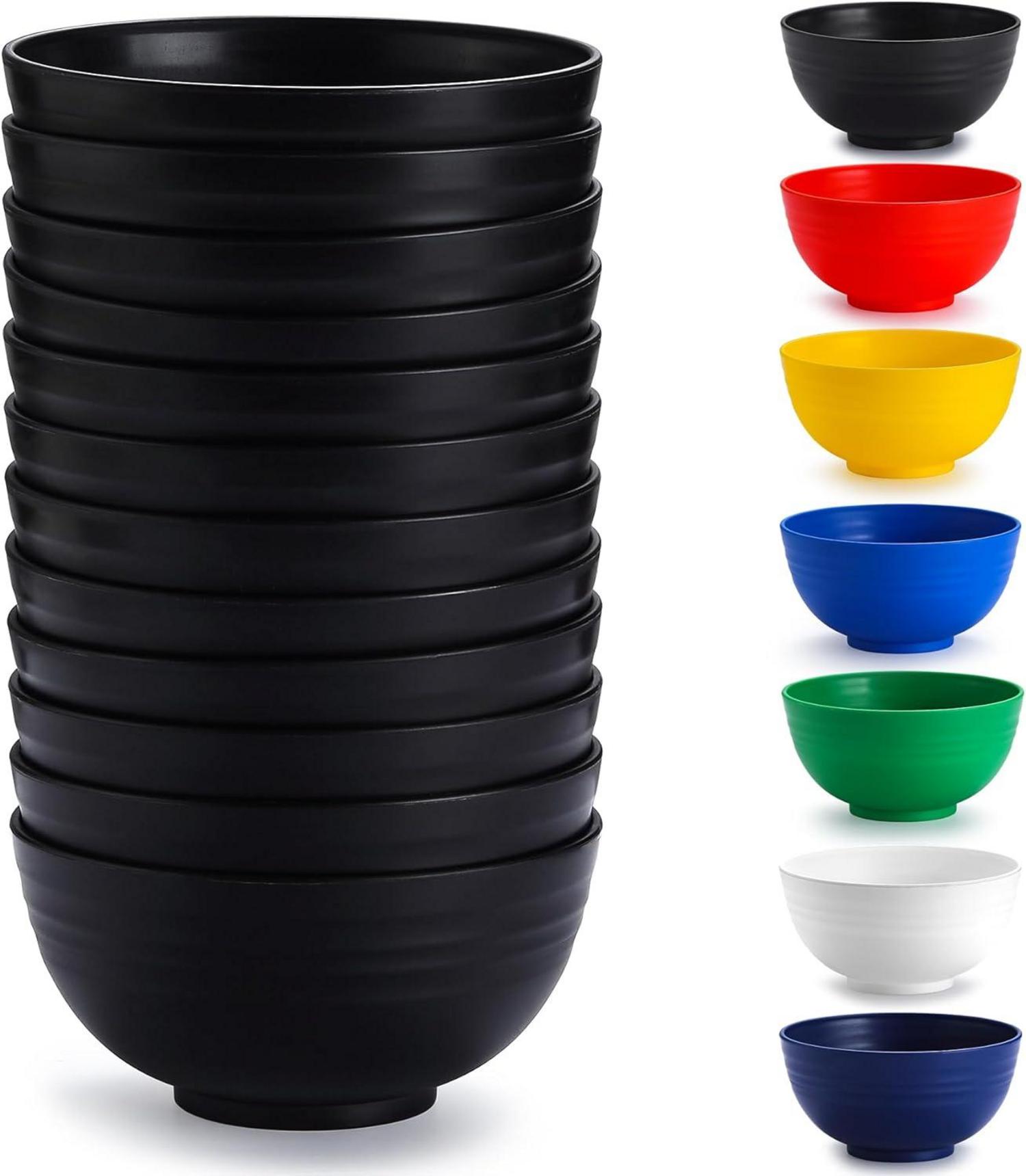 12-teiliges Schwarzes Kunststoffschalen-Set 750ml