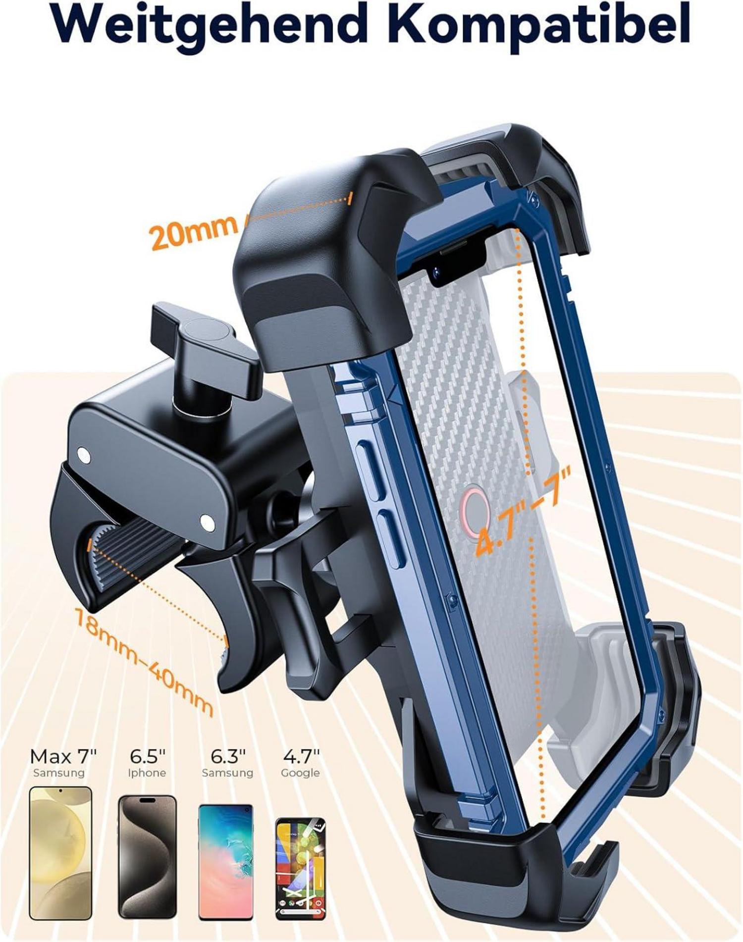 Handyhalterung Fahrrad Motorrad 2024 Auto-Sperre Anti-Shake Universal