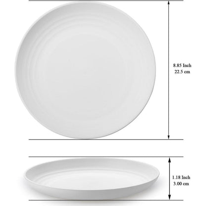 Weiß Plastik Teller Set 12-teilig 23cm, unzerbrechlich für