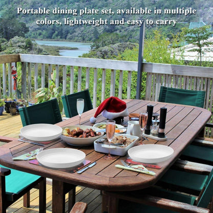 Weiß Plastik Teller Set 12-teilig 23cm, unzerbrechlich für