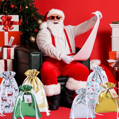 6x Weihnachts Geschenktüten mit Kordelzug - Multicolor