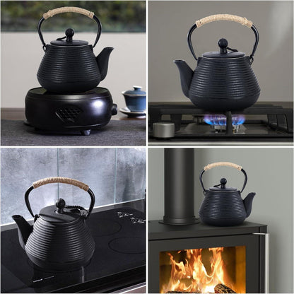 Gusseisen Teekanne mit Warmhalter 1000 ml Teekessel Teesieb Japanisch