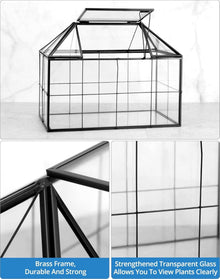 Geometrisches Terrarienglas Schwarz 22x13.5x18.5 cm
