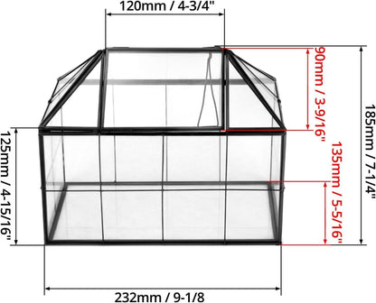 Geometrisches Terrarienglas Schwarz für Kakteen Sukkulenten