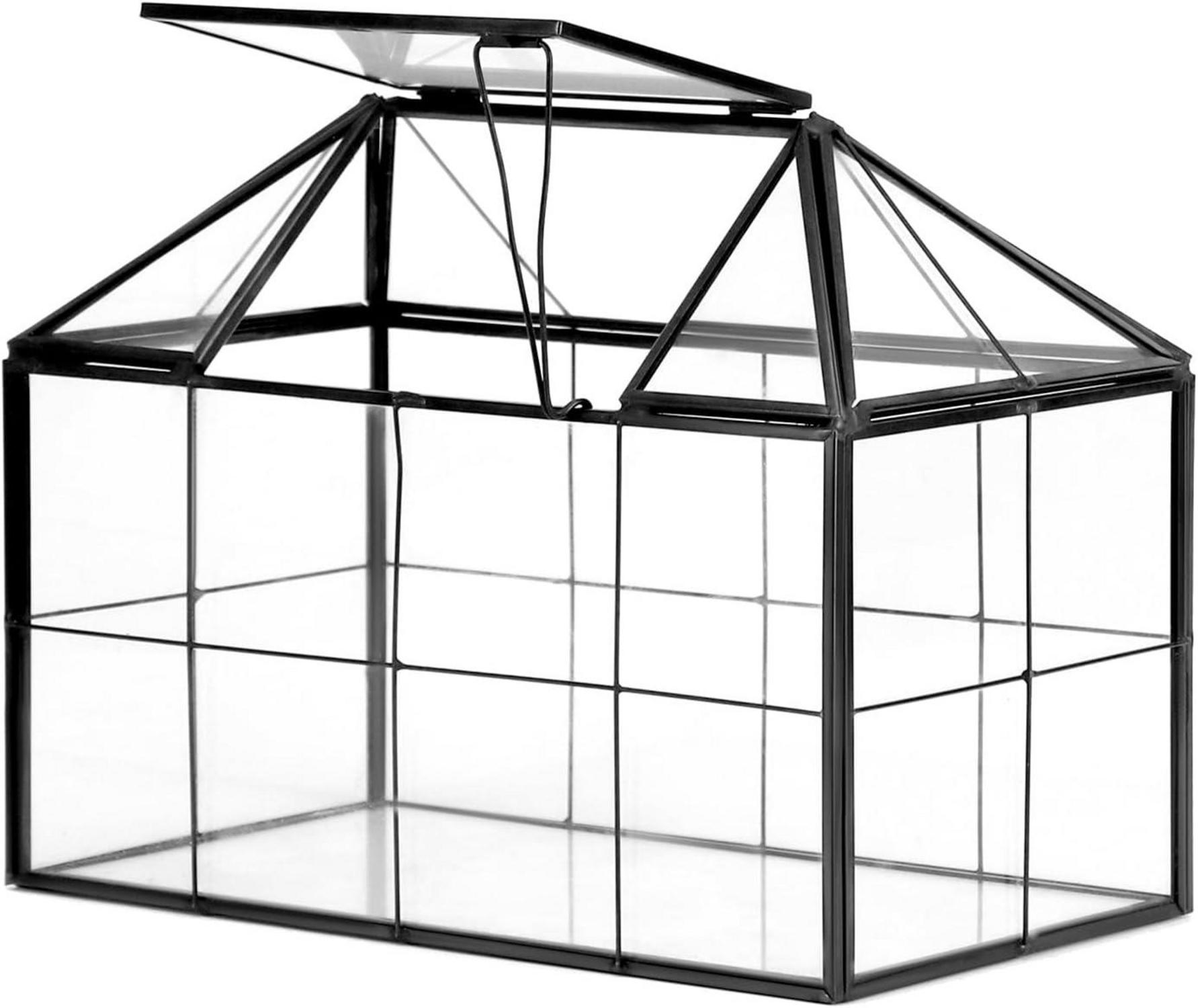 Terrarium Geometrisches Schwarz 22x13.5x18.5 cm Sukkulenten Kakteen