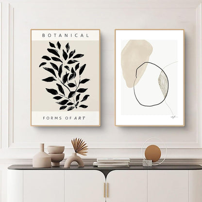 Herfair Poster Wohnzimmer Bilder 2er Set Abstrakt Geometrisch Pflanzen Wandbilder Kunst Leinwandbilder Wanddeko 40 x 50 cm