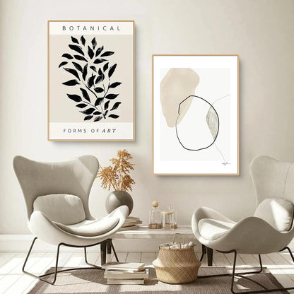 2er Set Poster Wandbilder Abstrakt Geometrisch Pflanzen Leinwand 40x50cm