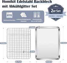 Homikit Backblech mit Abkühlgitter Edelstahl Rechteckig