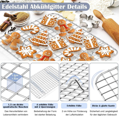 Homikit Backblech 31,5x24,6cm mit Abkühlgitter aus Edelstahl