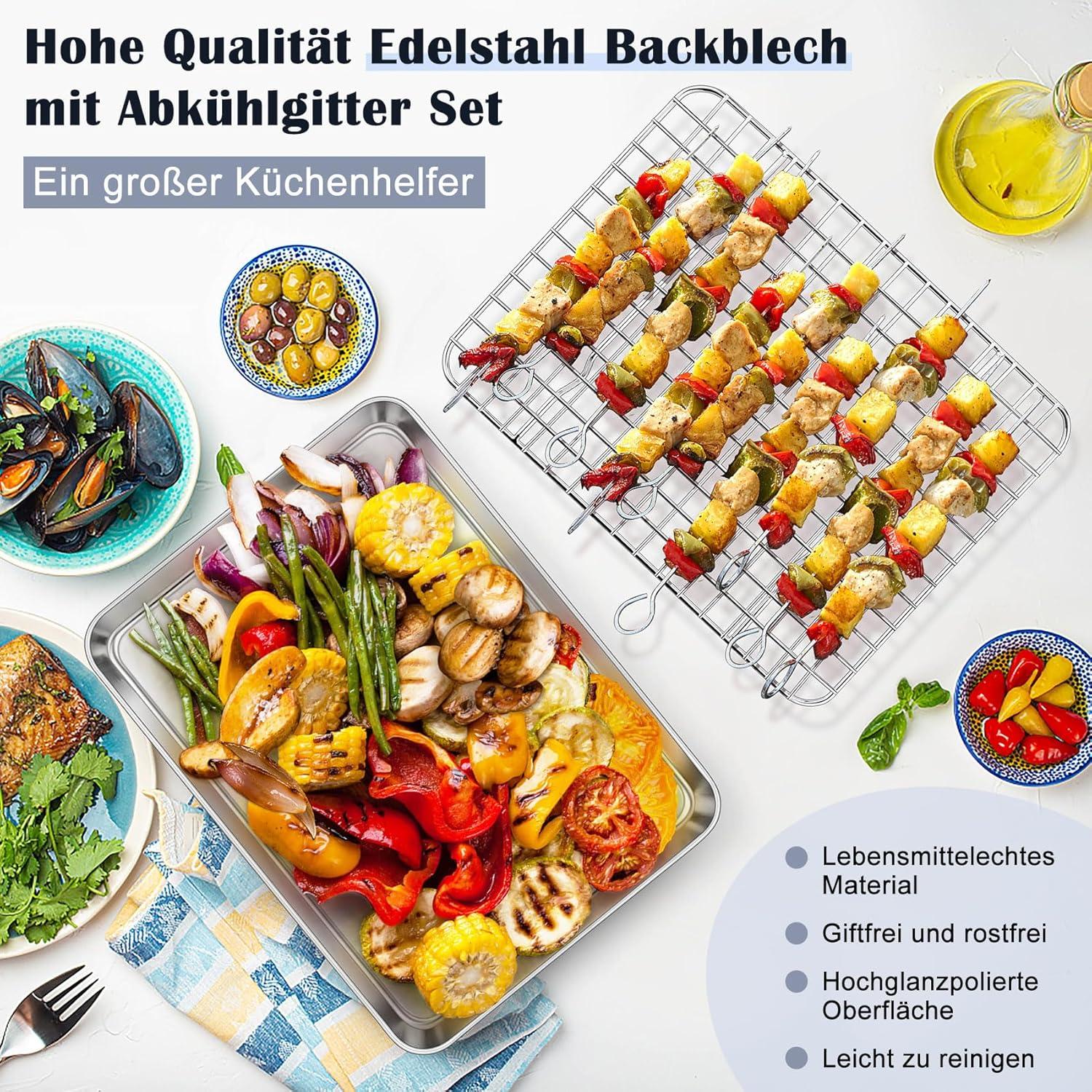 Backblech mit Abkühlgitter Edelstahl Rechteckig 31,5x24,6cm