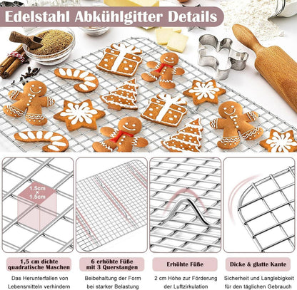 Homikit Edelstahl Backblech mit Abkühlgitter 40x30cm