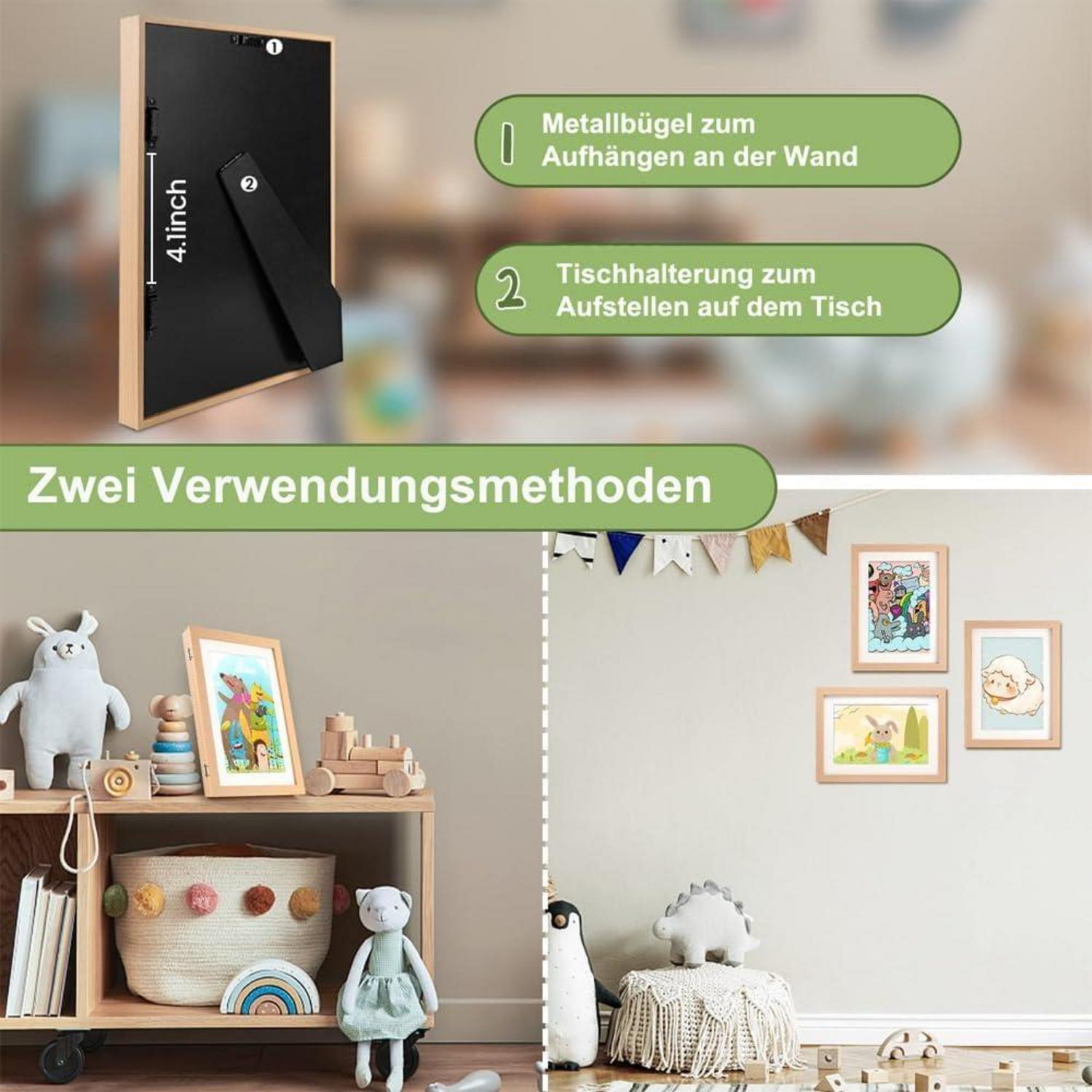 Atildp 4er Set A4 Bilderrahmen Kinderzeichnungen Fotorahmen Natur