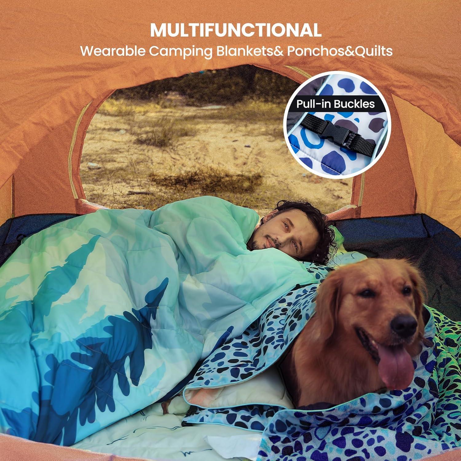 Winthome Wendbare Reisedecke 140x200cm Campingdecke Hund - Wasserdichte, Warme und Flauschige Outdoor Decke