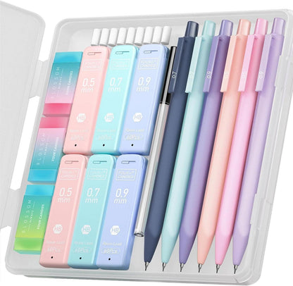 Mechanisches Bleistiftset 6 Stück 0,5 0,7 0,9 mm Minen 360 HB Minen