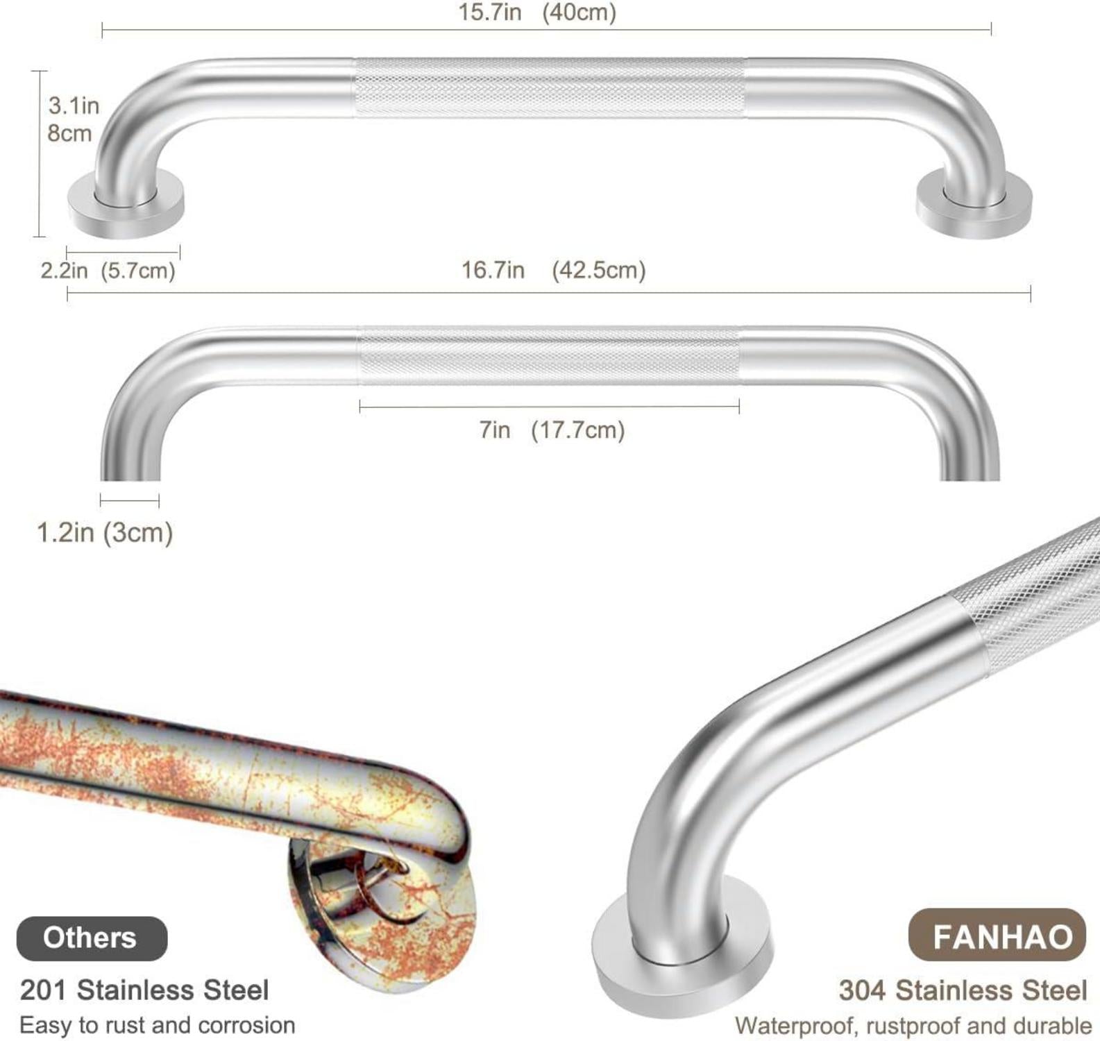 2er Set Haltegriffe Edelstahl Rutschfest 41 cm Badewanne Dusche
