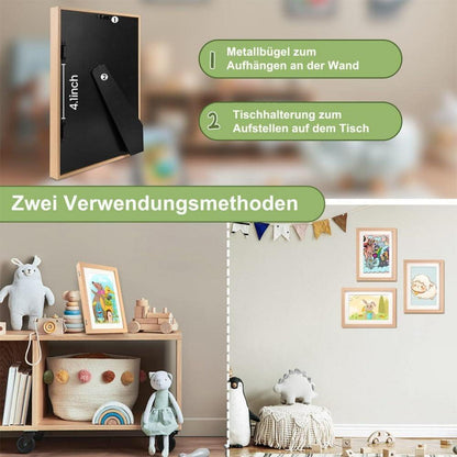 Holz Bilderrahmen 2er Set A4 21x30cm Natur Magnetverschluss Klapprahmen