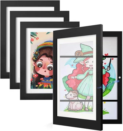 Bilderrahmen A4 21x30cm Kinderzeichnungen Fotorahmen Schwarz 4er Set