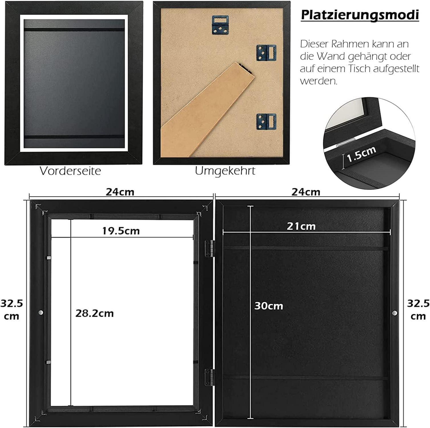 Bilderrahmen A4 21x30cm Kinderzeichnungen Fotorahmen Schwarz 4er Set
