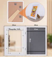 4er Set A4 Bilderrahmen weiß - Holz Fotorahmen für