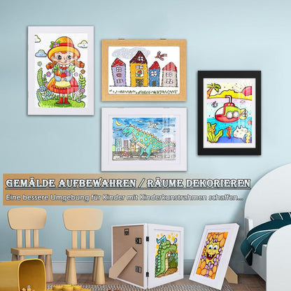 4er Set A4 Bilderrahmen 21x30cm Holz Fotorahmen Weiß magnetische