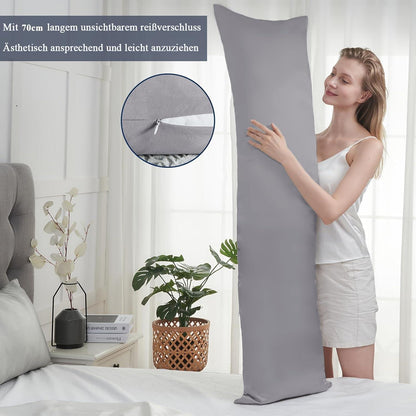 Vielit Seitenschläferkissenbezüge 40x145 2er Set Weich Grau OEKO-TEX 40x145cm