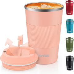 Thermobecher Kaffee-to-go, doppelwandig, auslaufsicher, orange-rosa