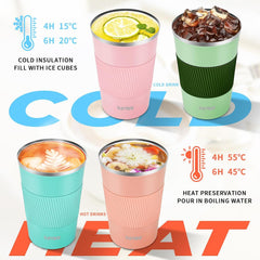 Thermobecher Kaffee-to-go 380ml, Doppelwandig, Orange-Rosa