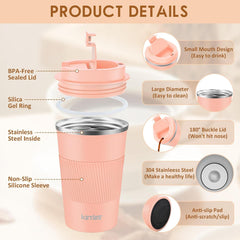 Thermobecher Kaffee-to-go, doppelwandig, auslaufsicher, orange-rosa
