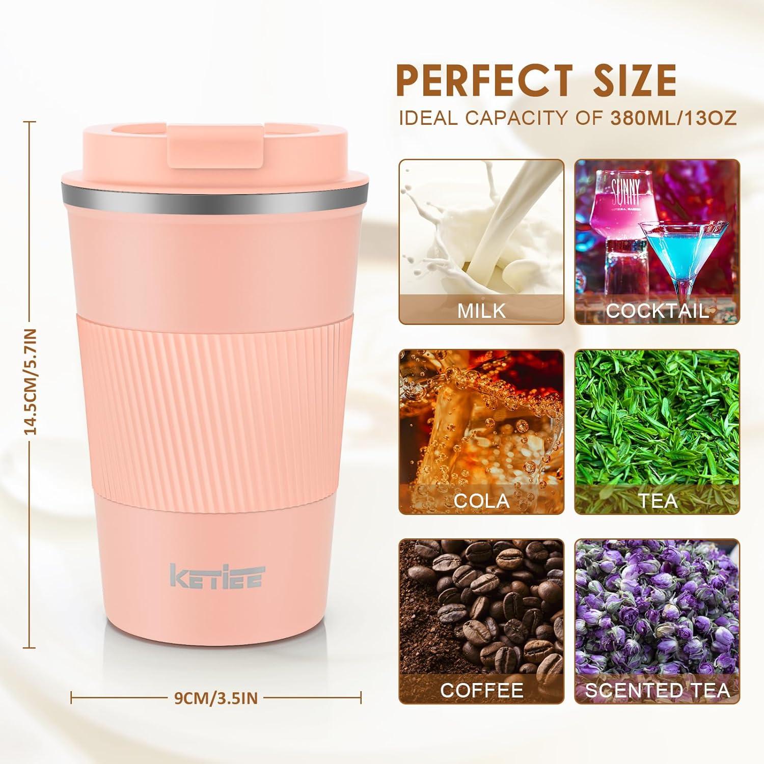 Thermobecher to go 380ml, Kaffeebecher doppelwandig, Reisebecher