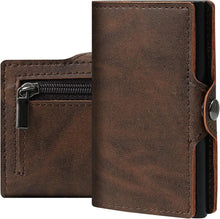 Slim Wallet RFID Schutz Münzfach Minimalistisch Braun