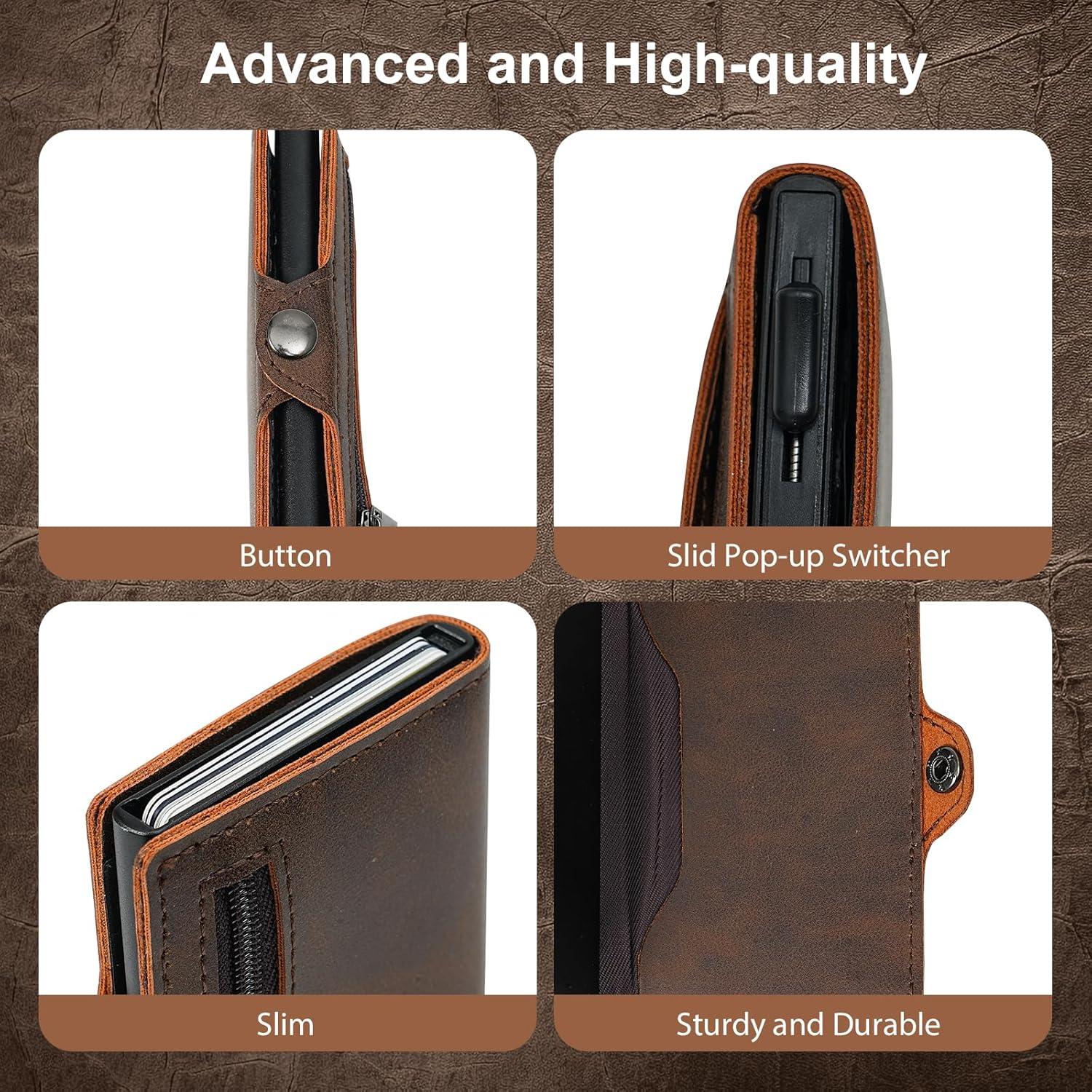Slim Wallet RFID Schutz Münzfach Minimalistisch Braun
