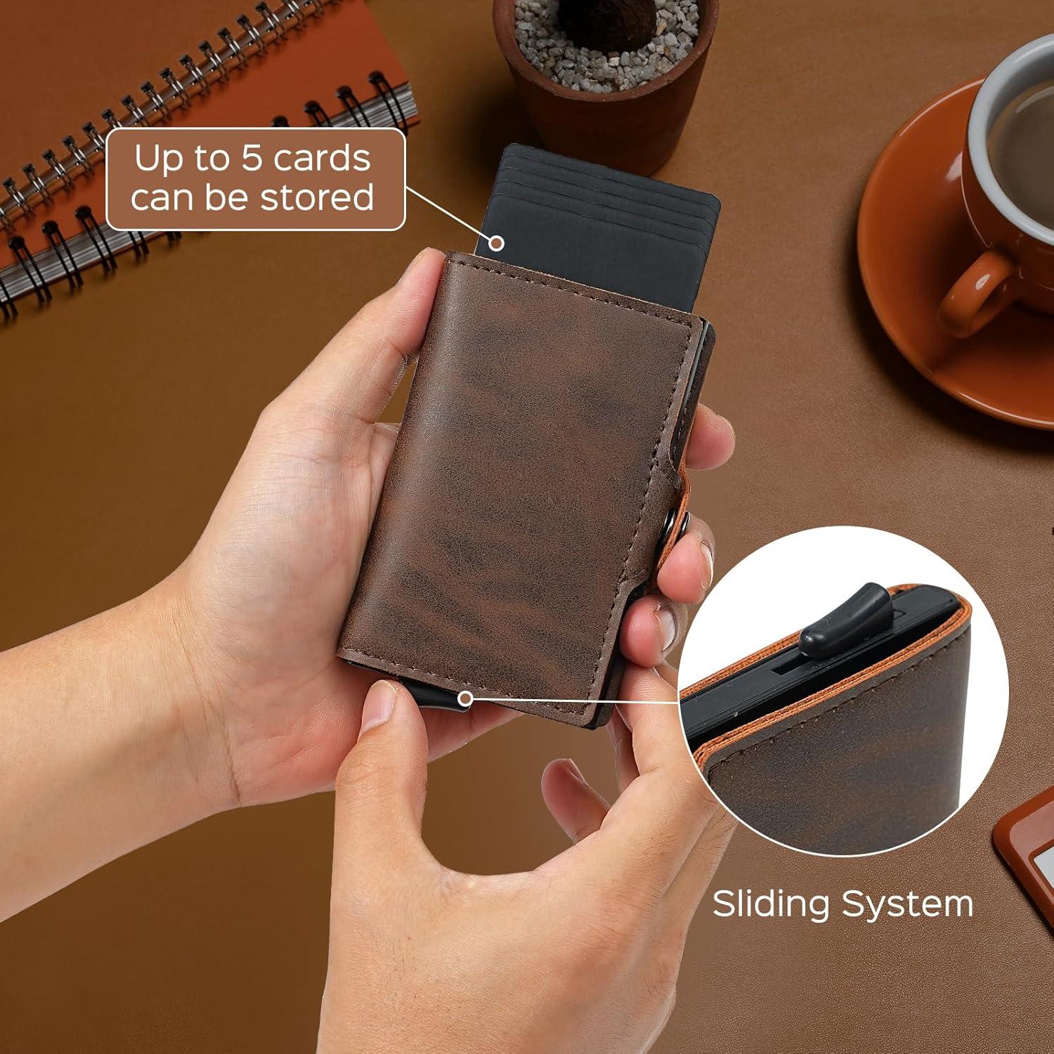 Herren Geldbörse RFID Schutz Slim Wallet Münzfach Braun