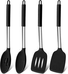 Homikit Silikon Küchenhelfer Set, 4-teilig, Schwarz