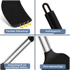 Homikit Silikon Küchenhelfer Set, 4-teilig, Schwarz