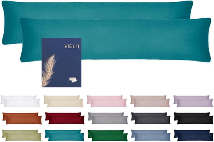 Vielit Seitenschläferkissen Bezug Kissenbezug 40x145 2er Set Petrol