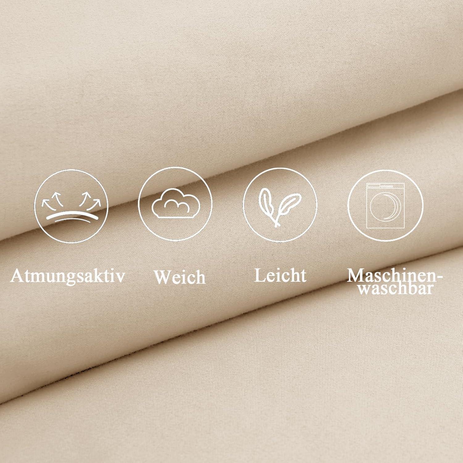 2er Set Seitenschläferkissenbezug 40x145 Weich Öko-Bezug Kissenbezug Beige