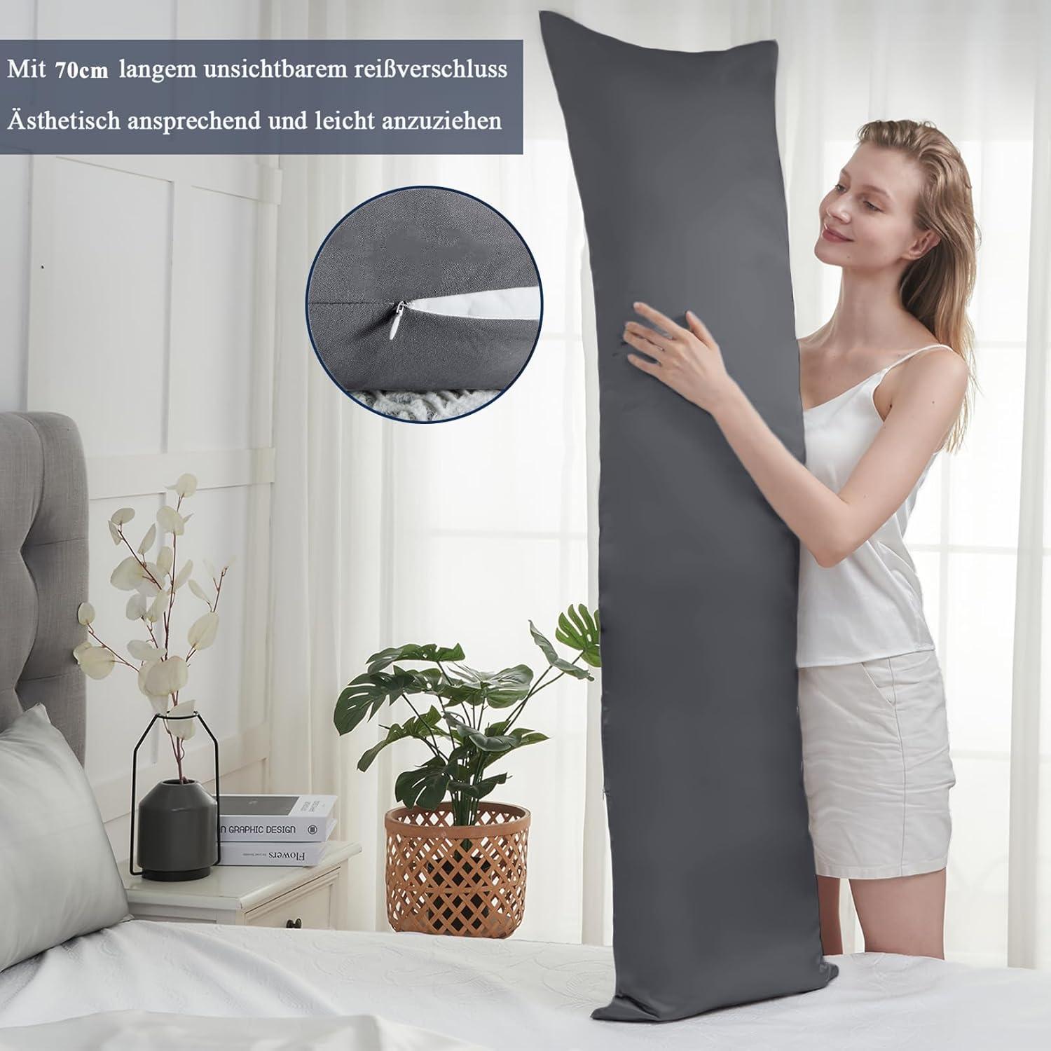 Vielit Seitenschläferkissen Bezug Anthrazit 40 x 145 Set 2er Pack