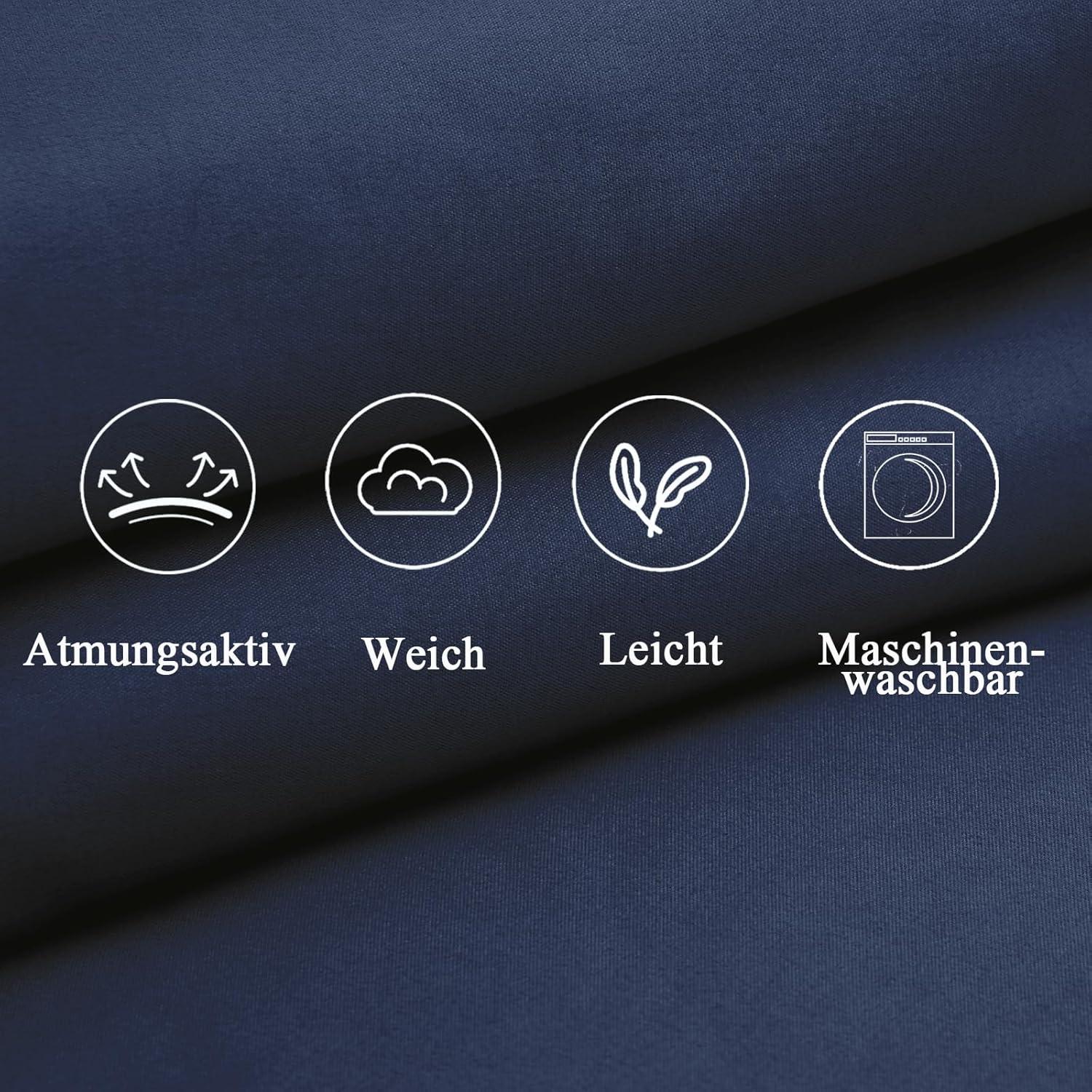 Vielit Seitenschläferkissenbezug 40x145 2er Set Öko-Zertifikat Weich Dunkelblau